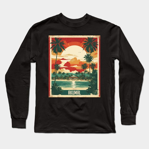 Akumal Riviera Maya Mexico Vintage Tourism Travel Long Sleeve T-Shirt by TravelersGems